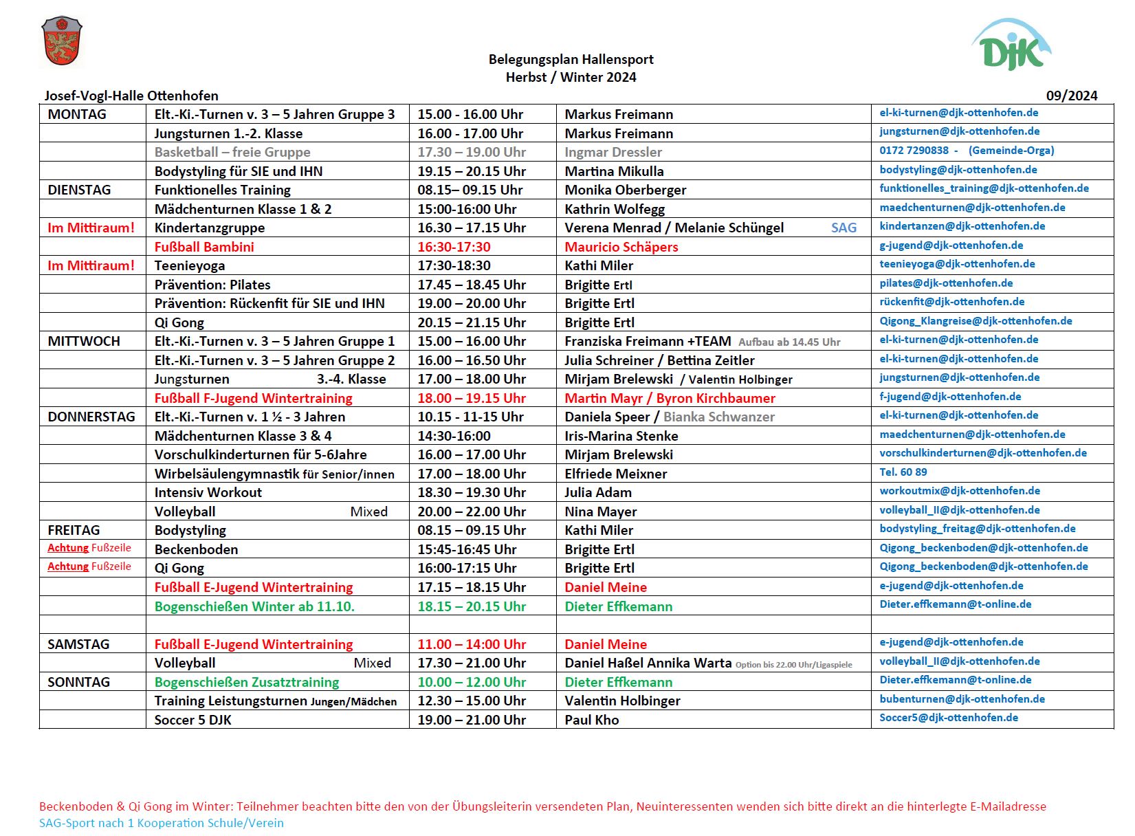 Hallenbelegungsplan 2024 HW